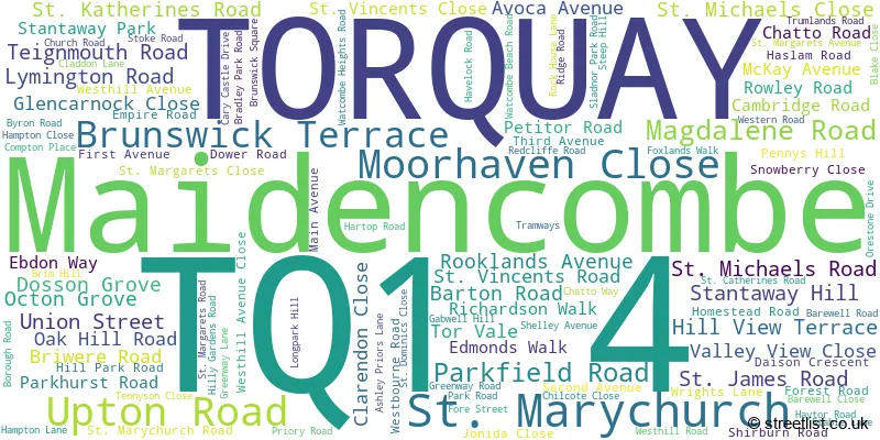 A word cloud for the TQ1 4 postcode